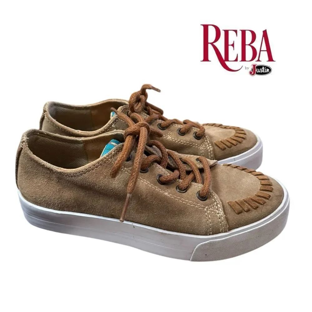 Reba by Justin Women's Susie 2.0 Casual Tan Leather Sneakers 6.5